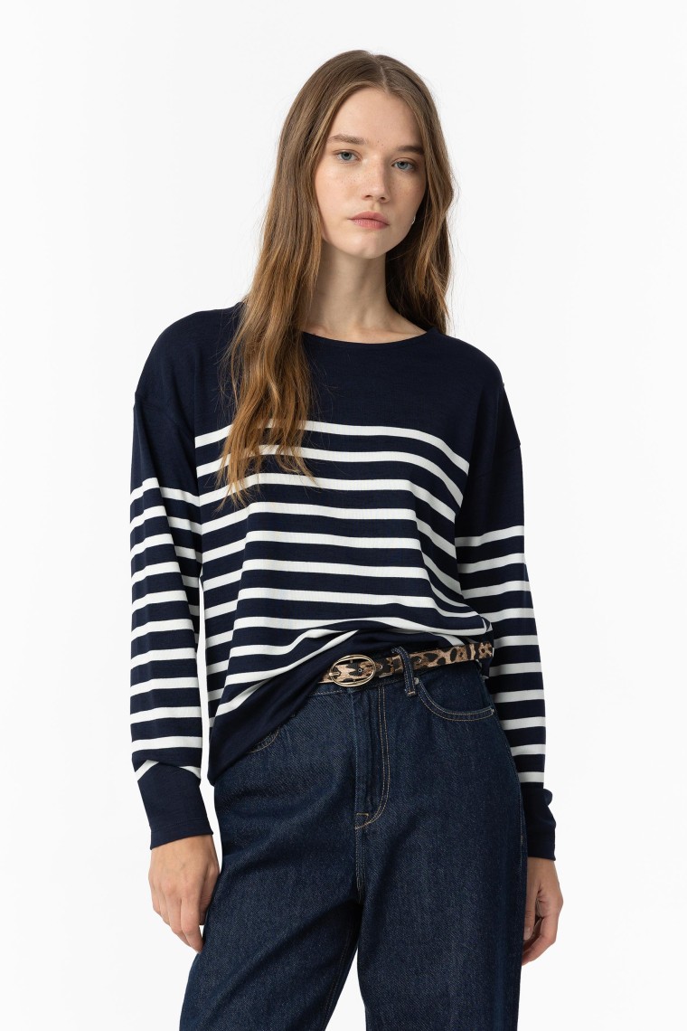 Striped T-shirt with Buttons