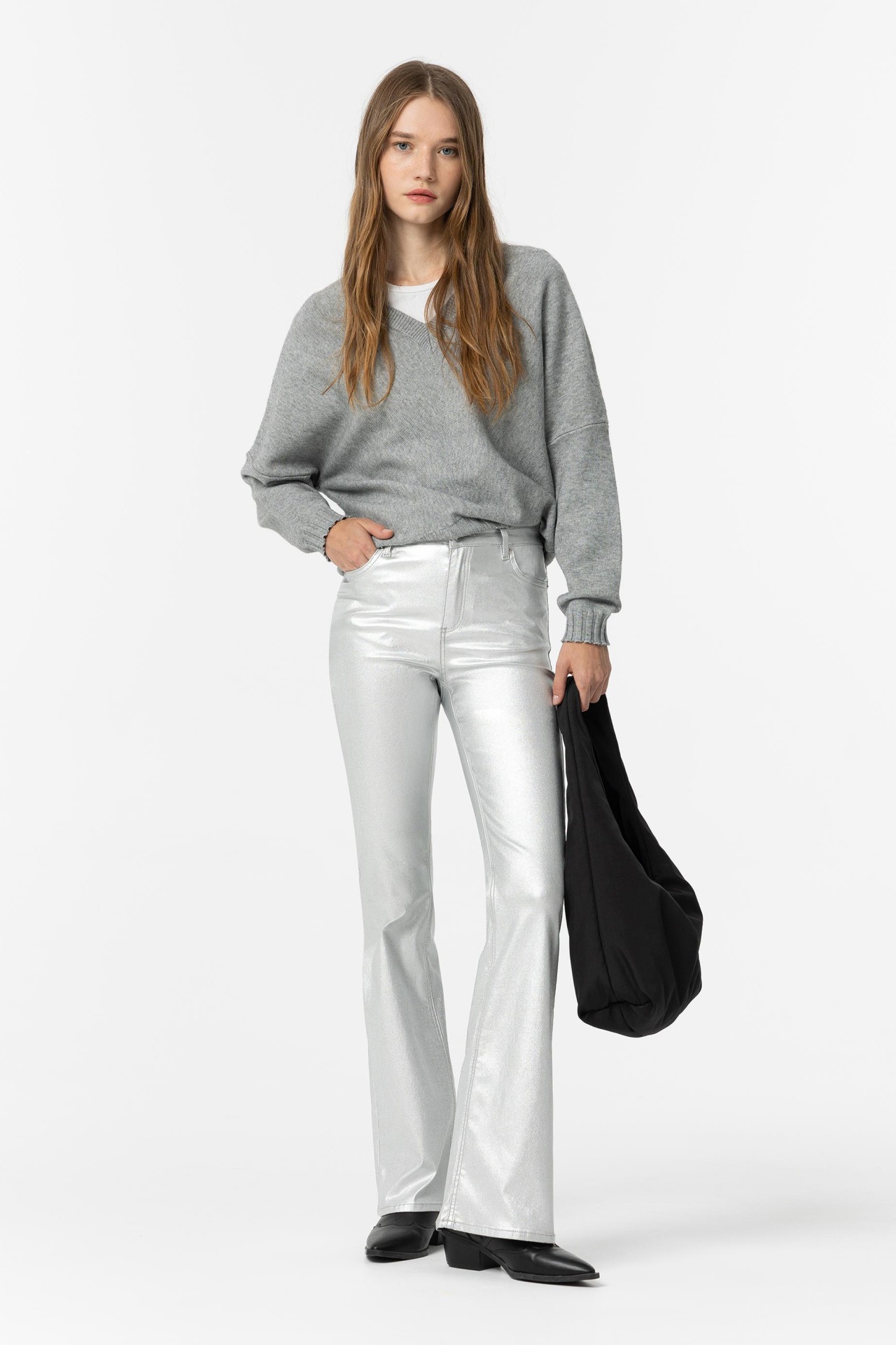 Metallic Flare Zoe Trousers