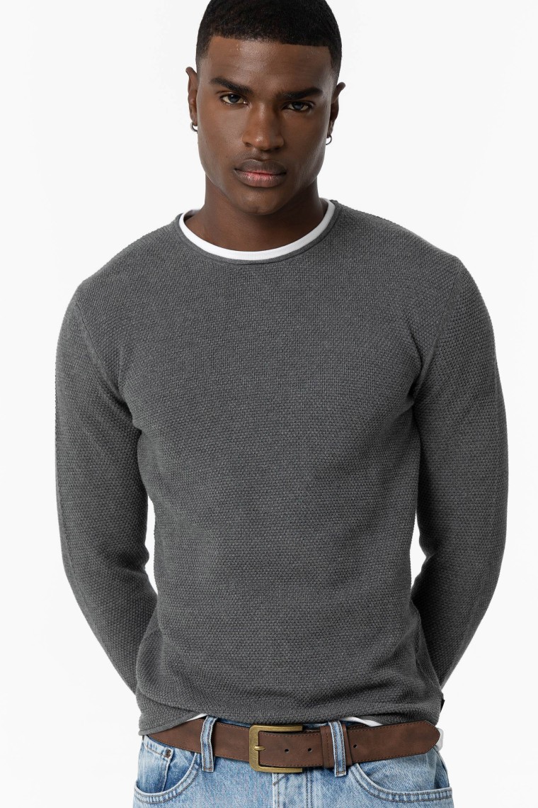 Contrast Sweater with Texture