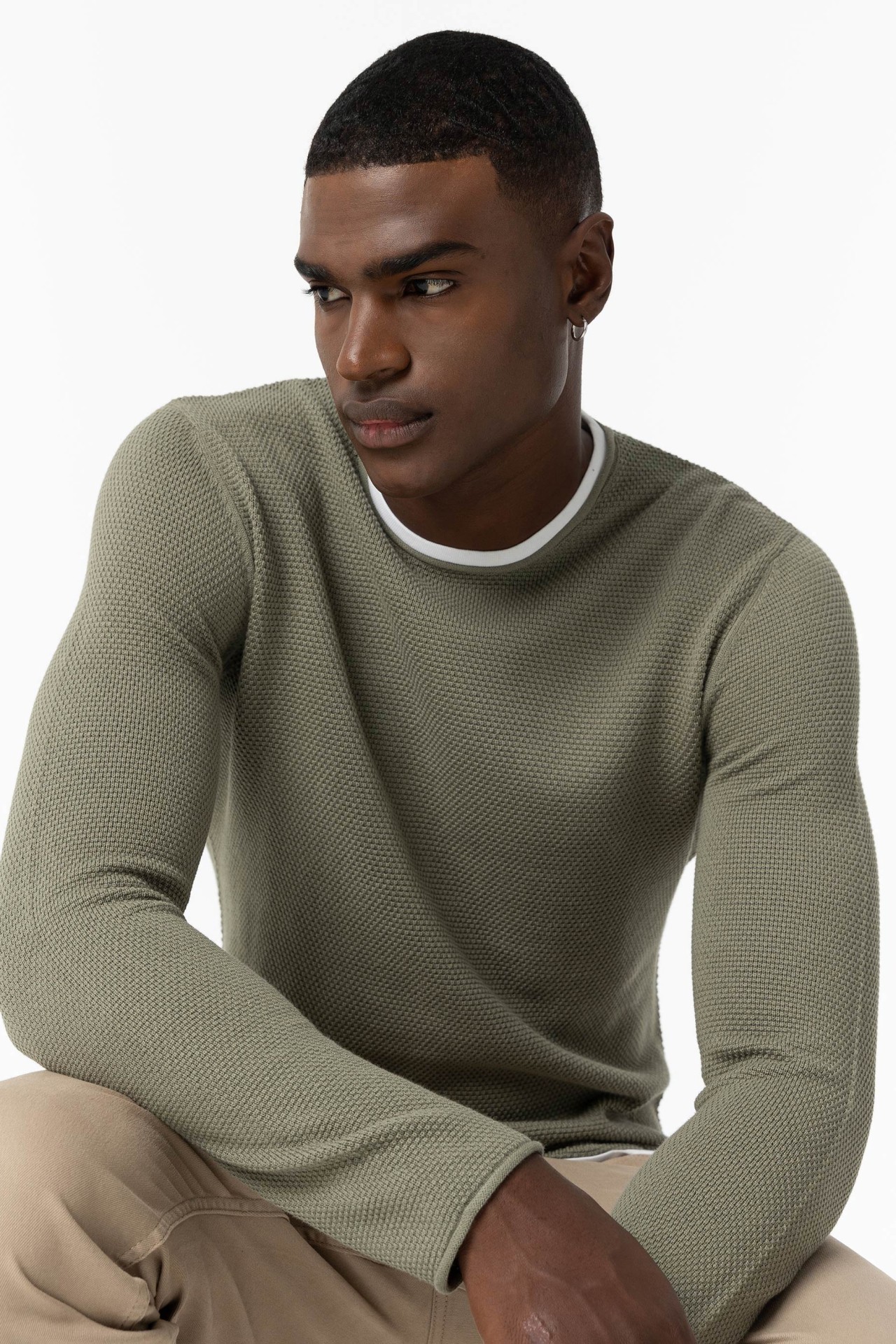 Contrast Sweater with Texture