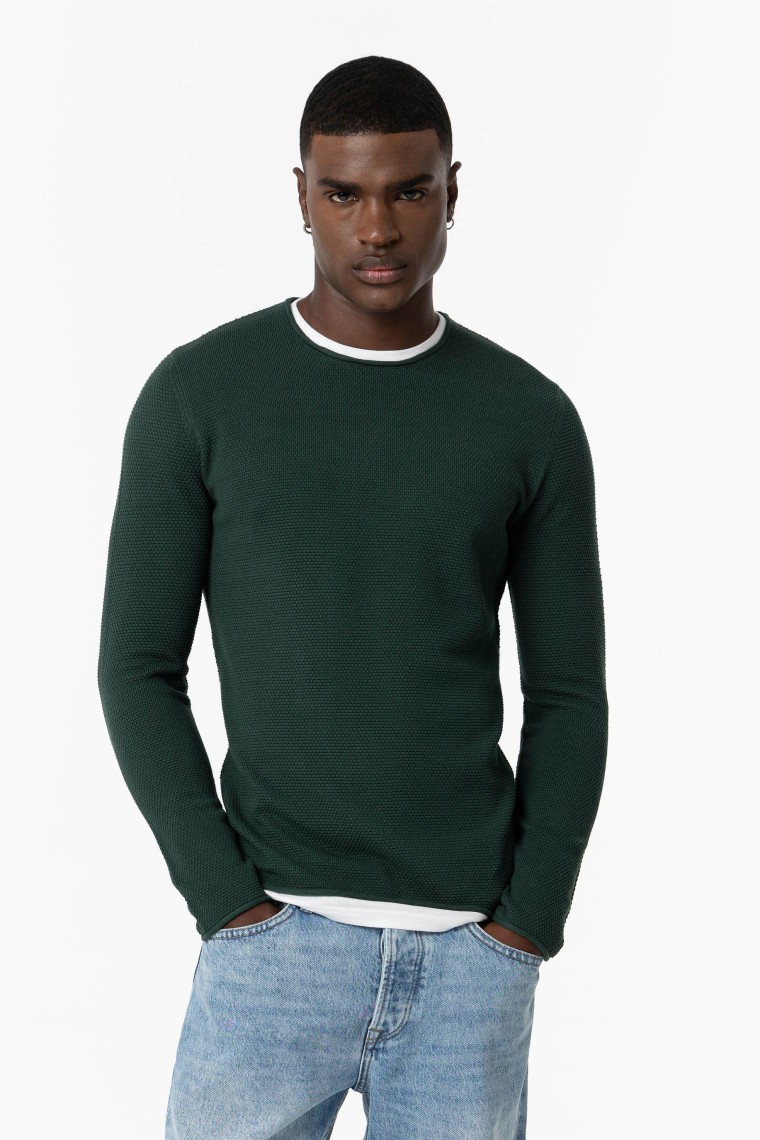 Contrast Sweater with Texture