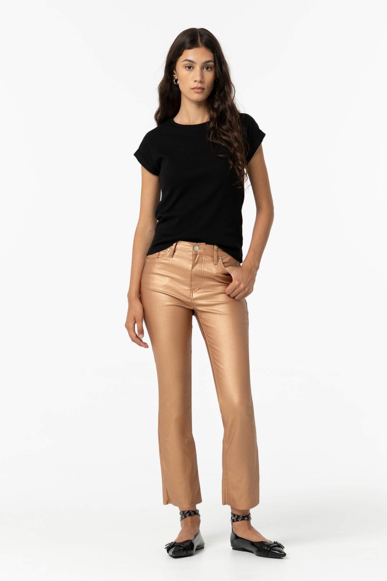 Metallic Cropped Flare Megan Trousers