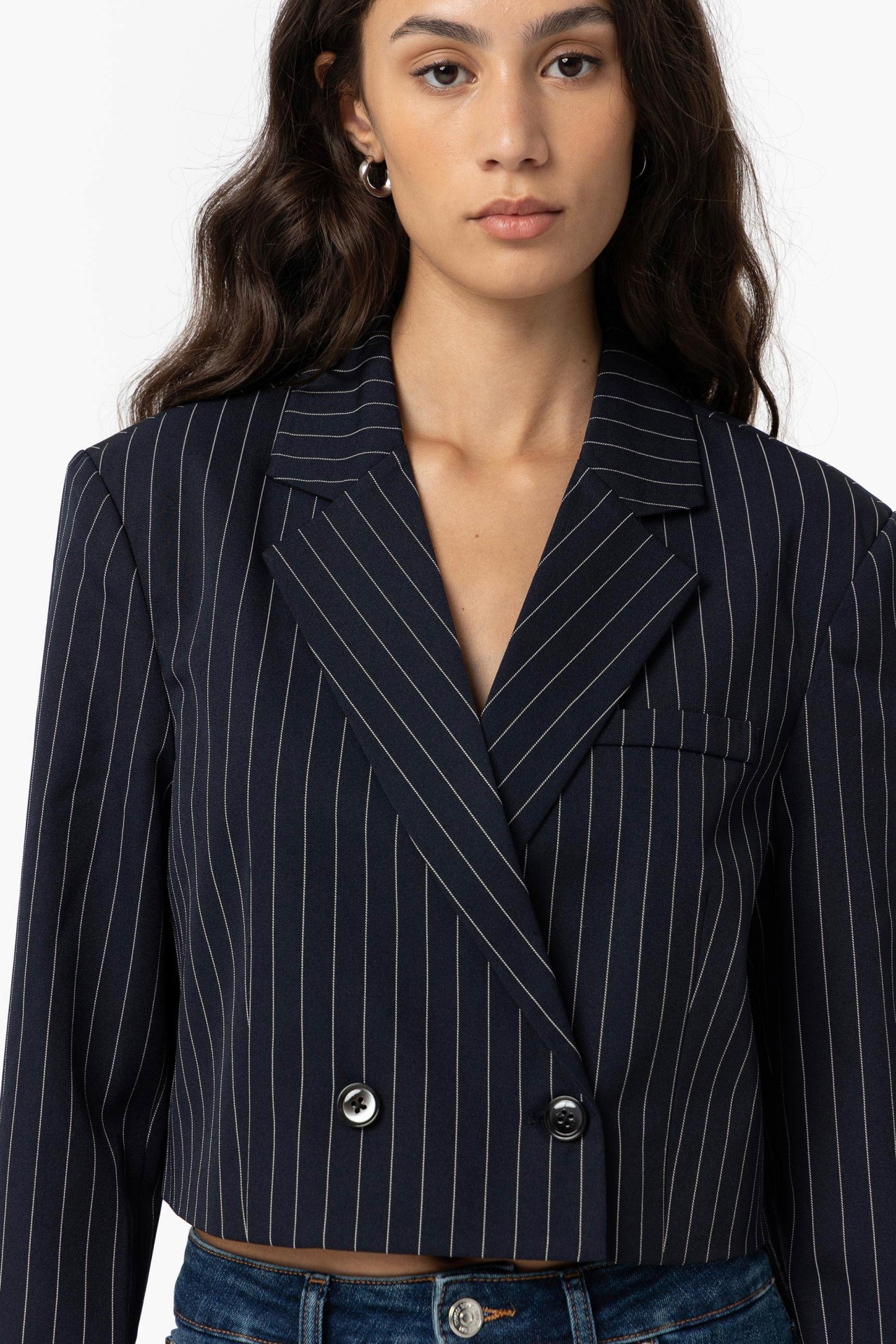 Cropped Striped Blazer