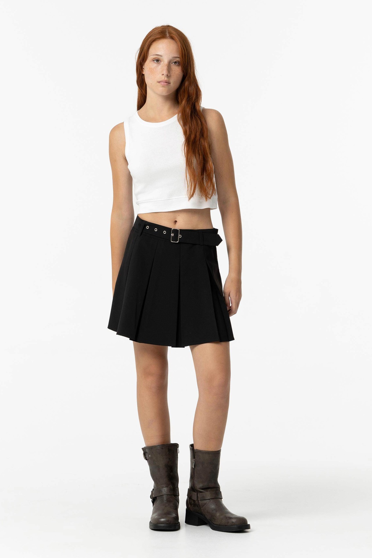 Pleated Skirt with Belt