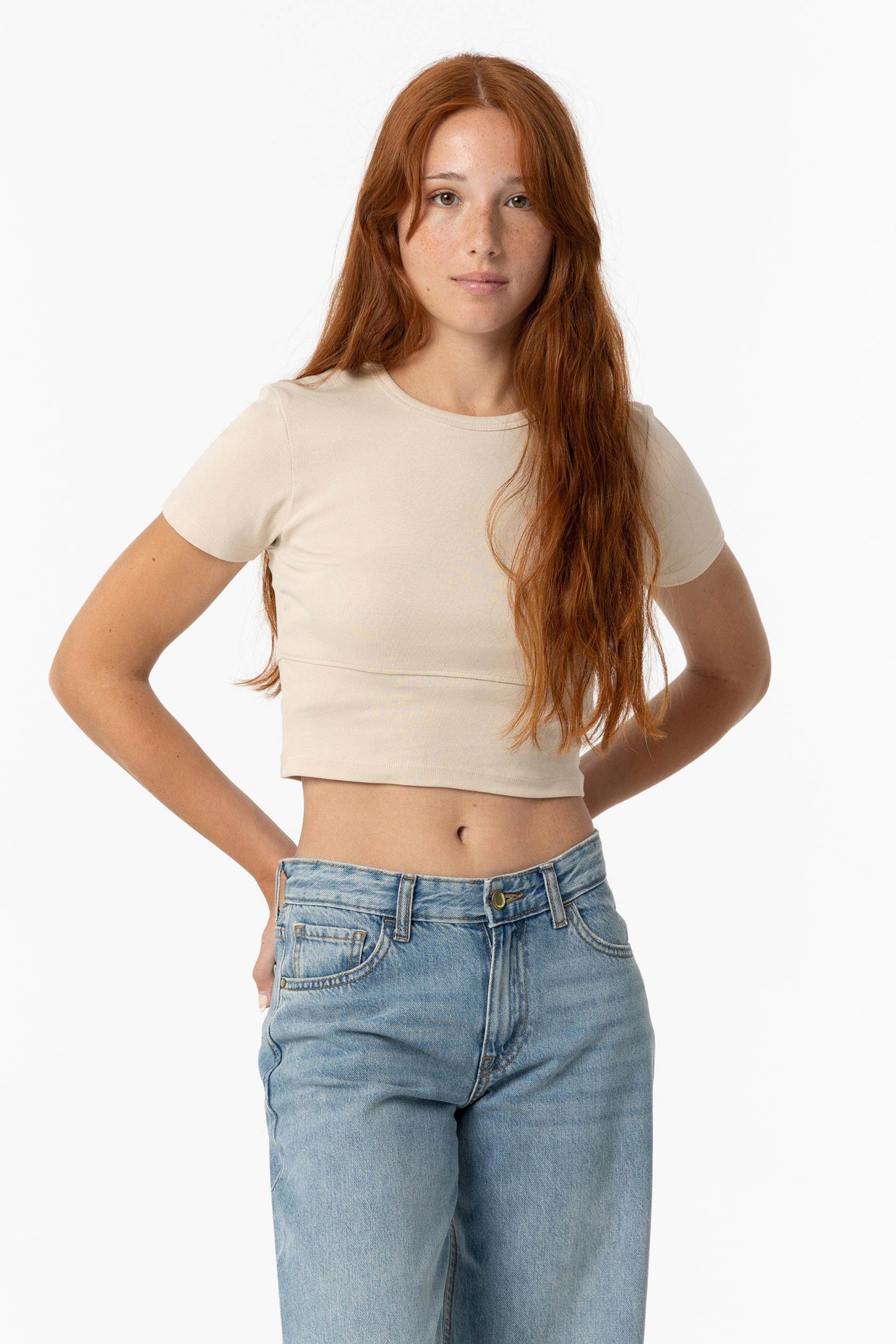 T-shirt Cropped Efeito Lavado