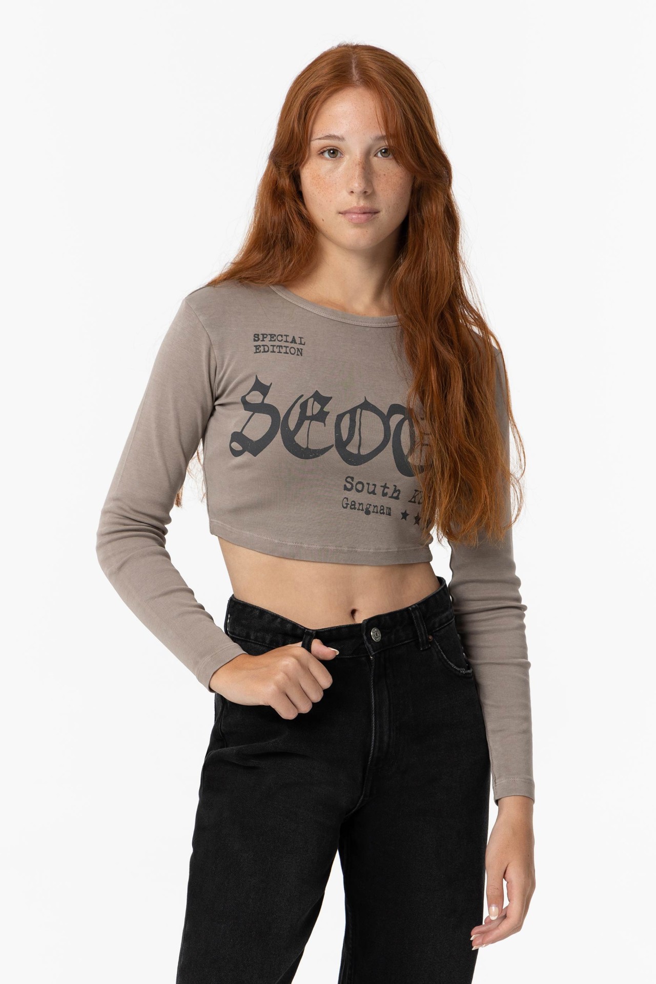 T-shirt Cropped com Estampado