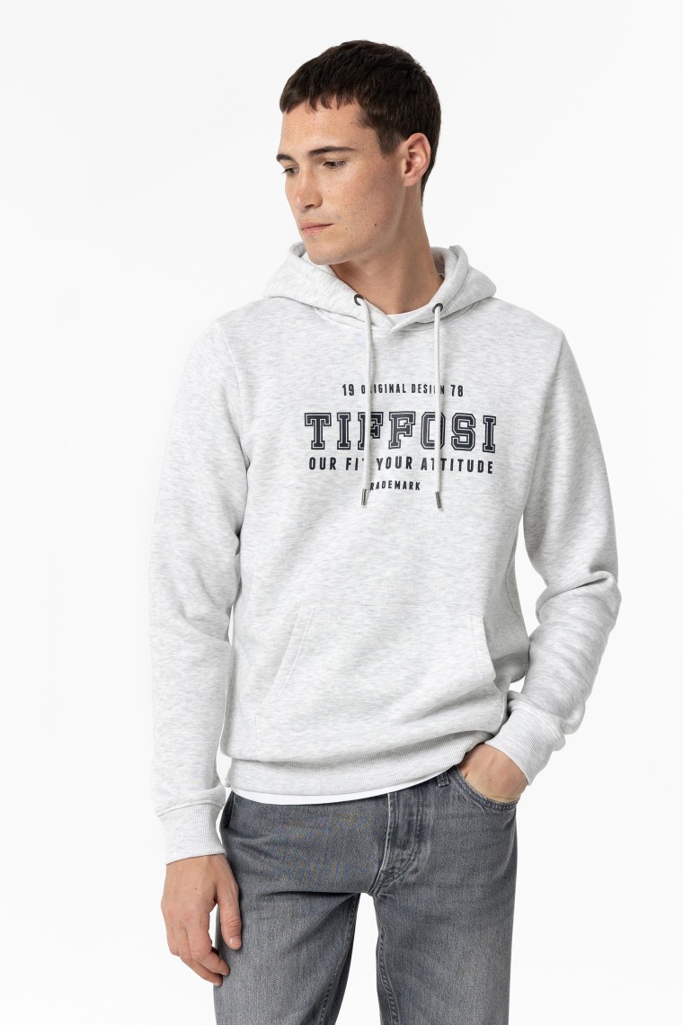 Sudadera Con Capucha Gris blanco melange