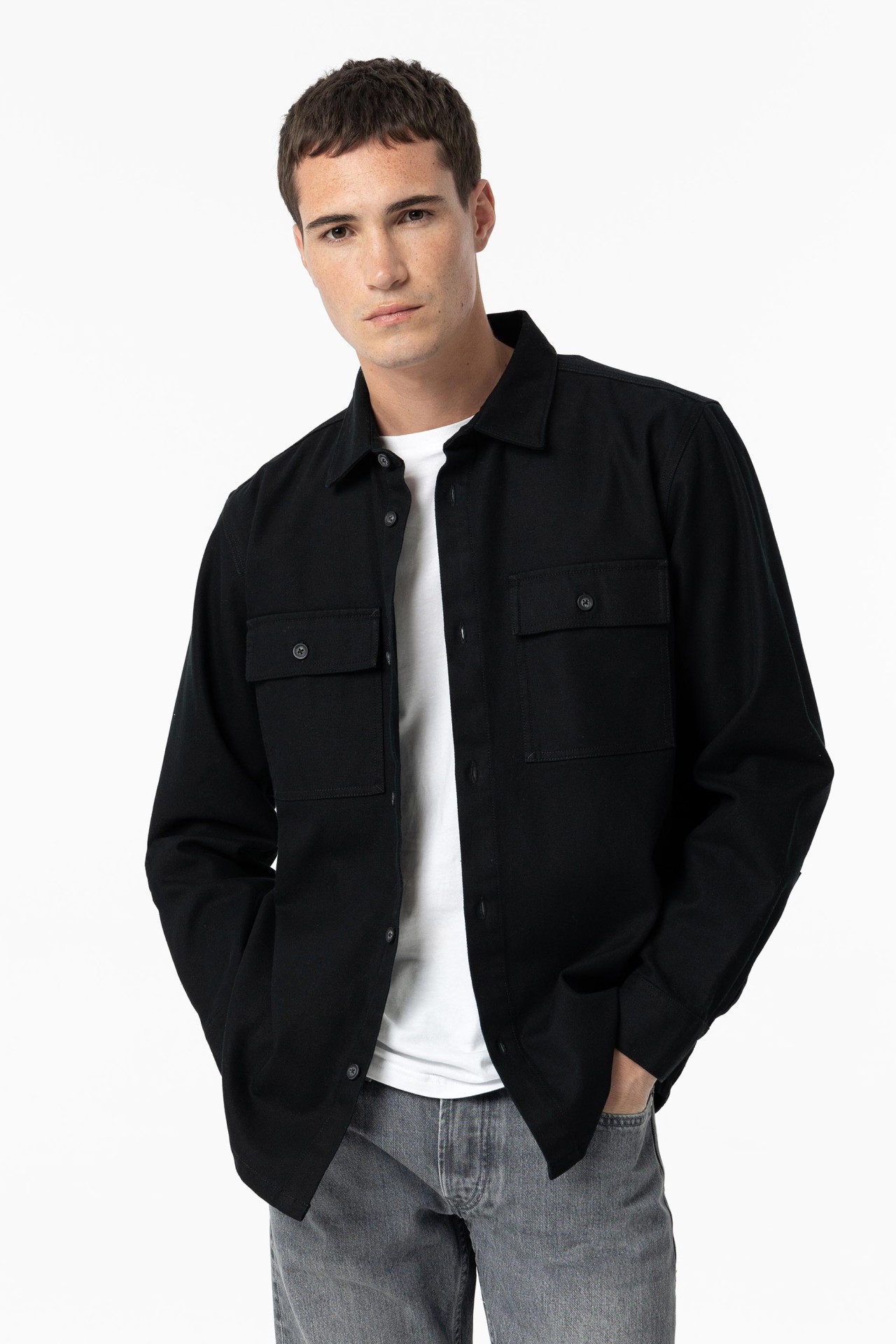 Camisa Manga Larga Overshirt Fit Negro