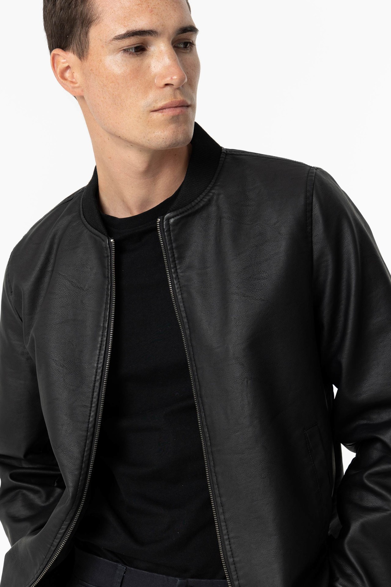 Leather Effect Bomber Jacket