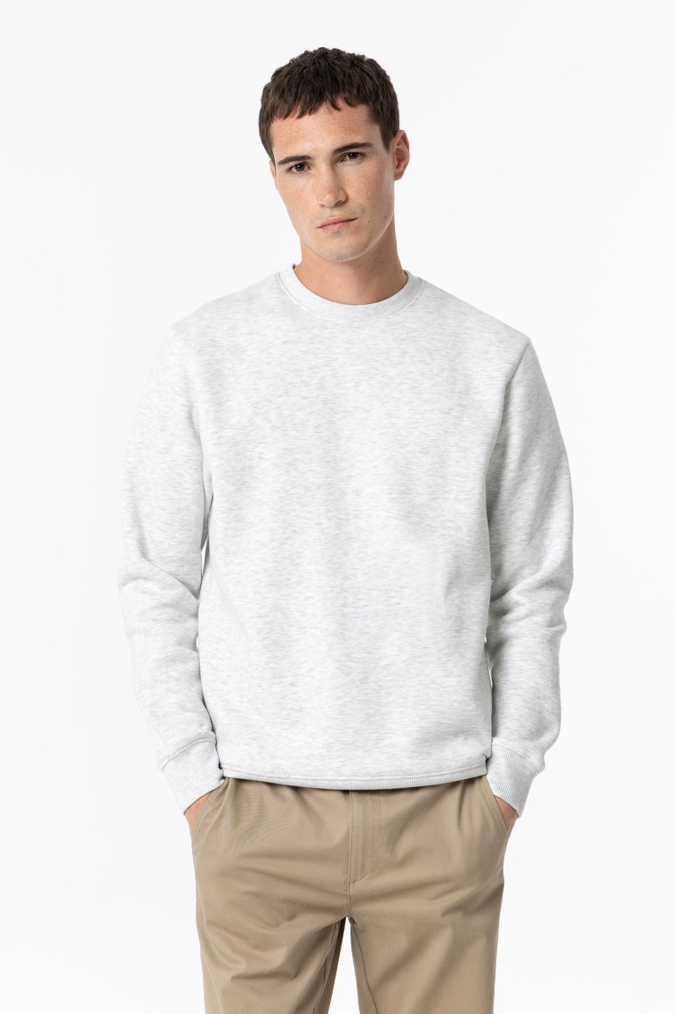 White Grey Melange Sweatshirt