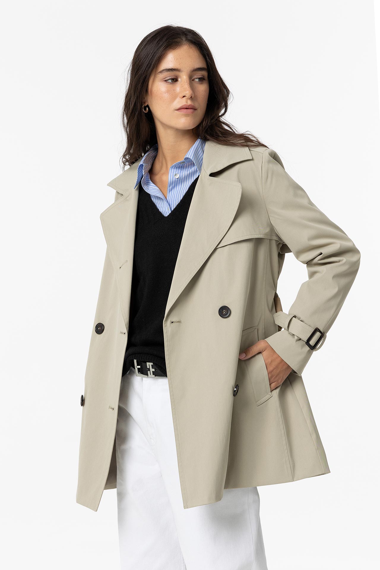 Short Trench Coat with Belt