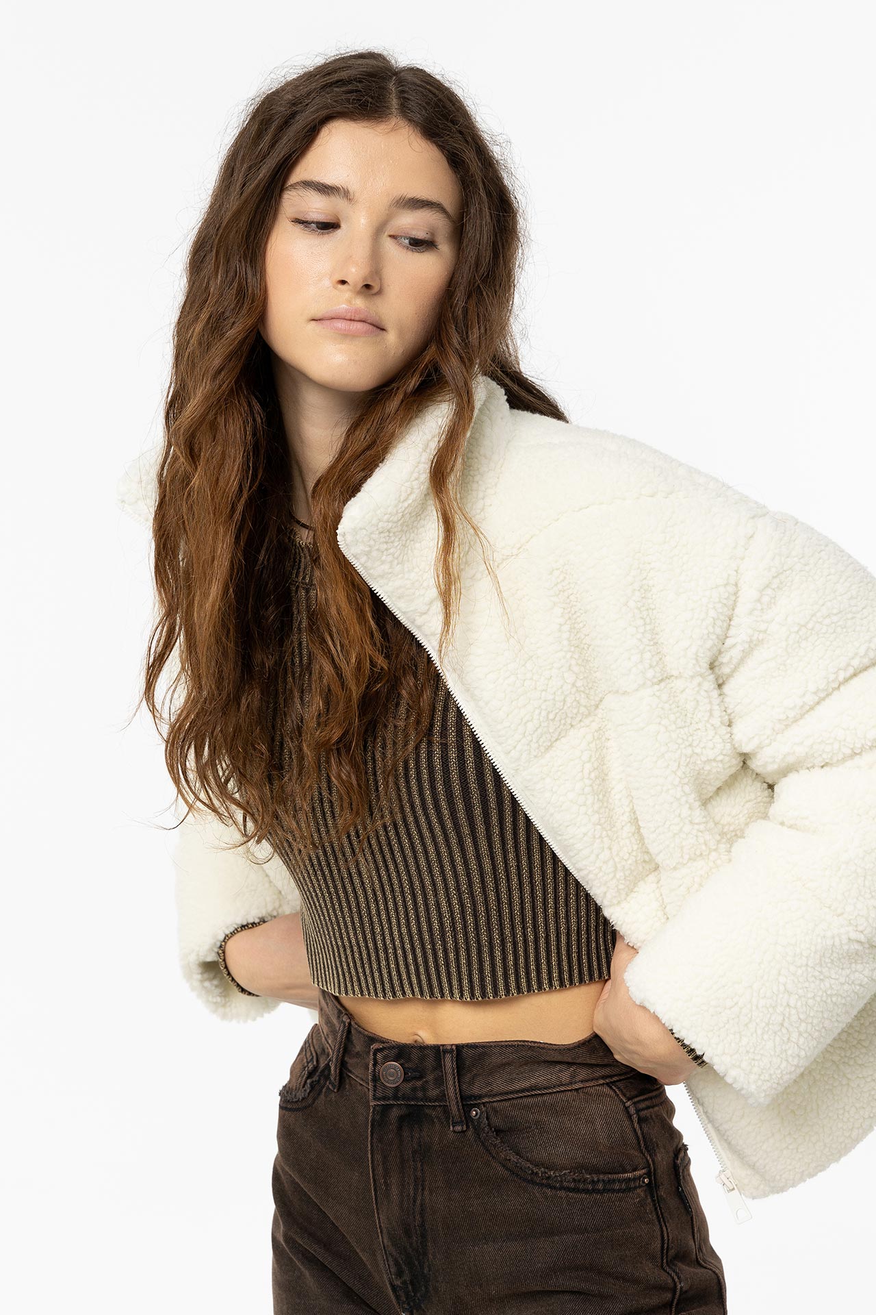 Chaqueta Corta Efecto Sherpa