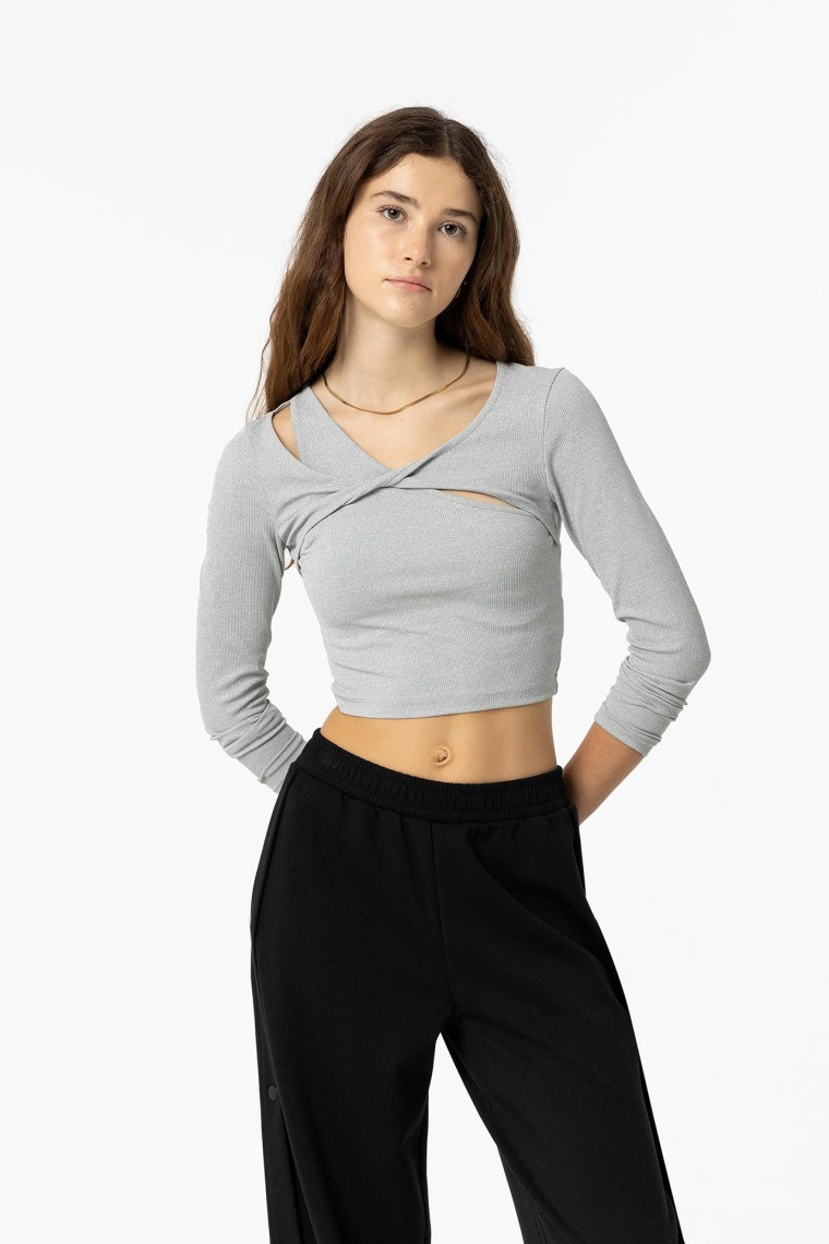 Grey Melange Long Sleeve T-Shirt