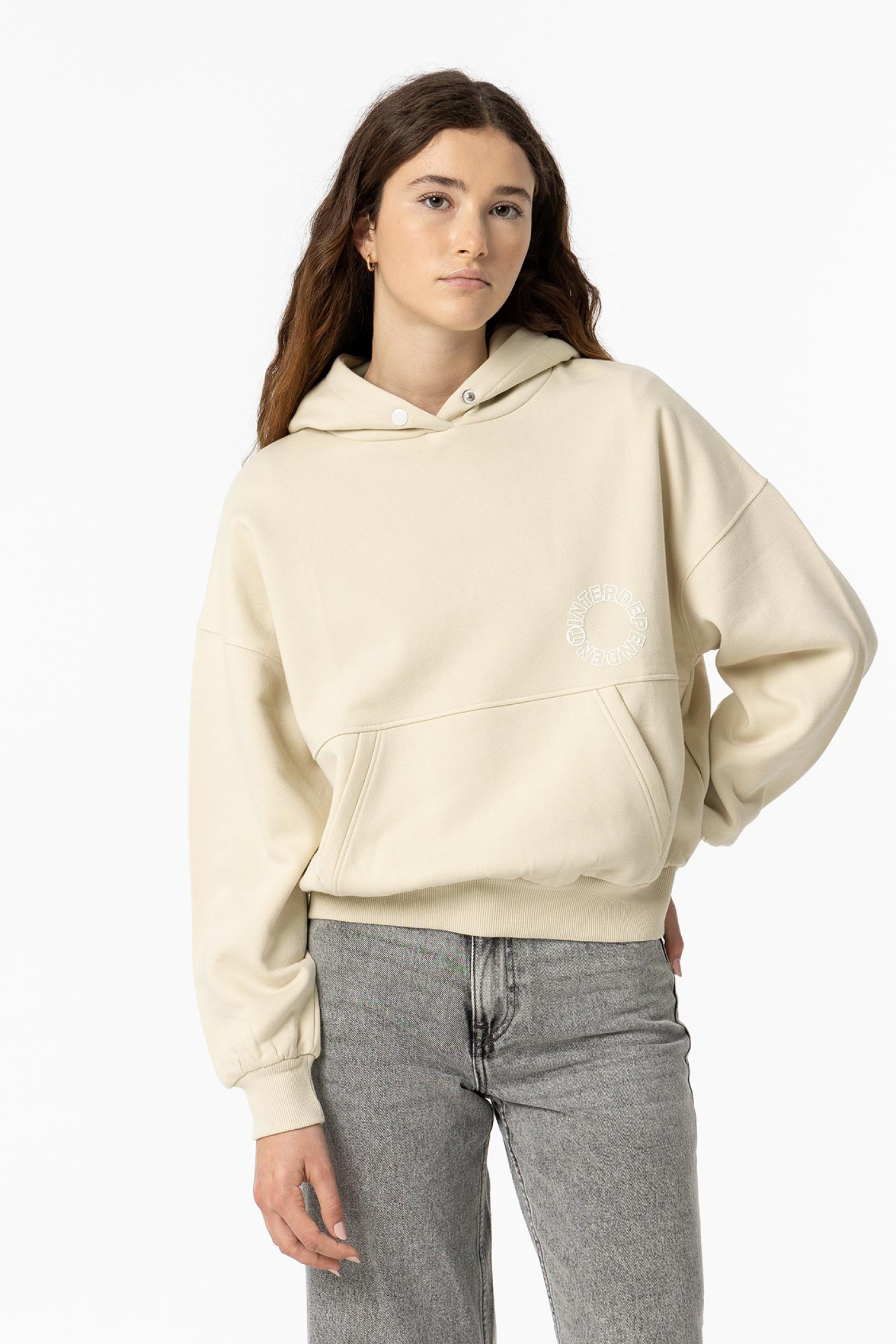 Hoodie Estampado com Boto Metlico
