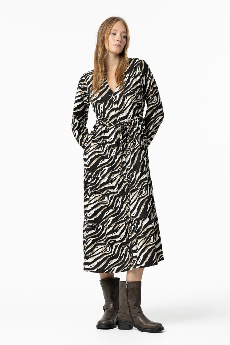 Vestido Midi Estampado Zebra