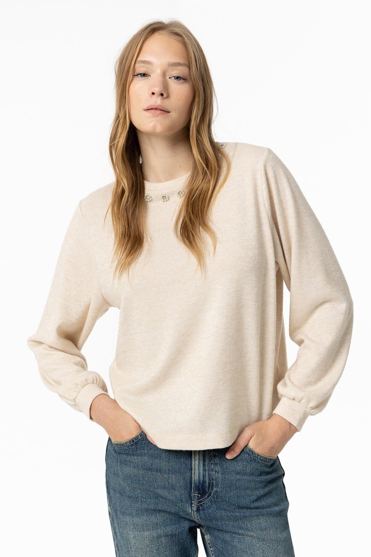 Beige Long Sleeve T-Shirt