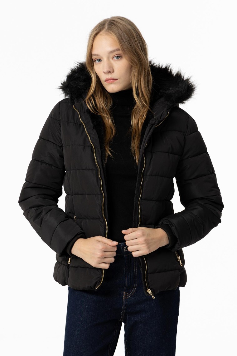 Faux Fur Hood Puffer Jacket