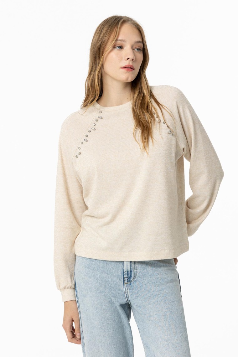 Beige Long Sleeve T-Shirt