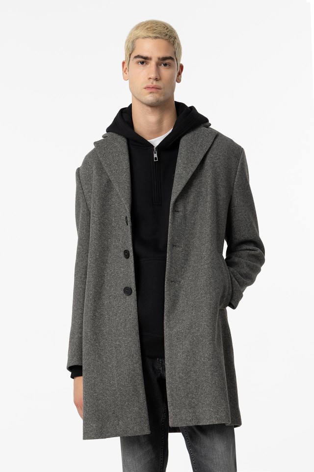 Grey Melange Long Jacket