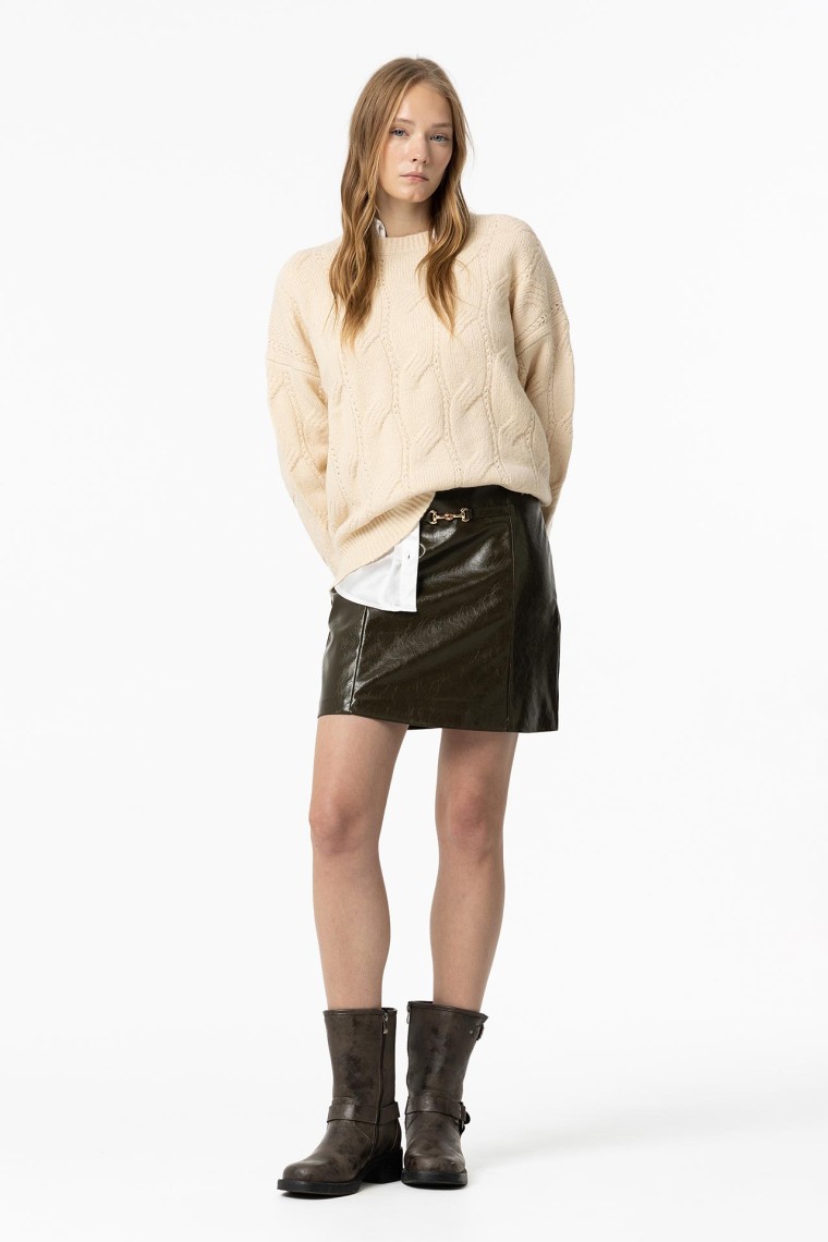 ONLY Gonna In Finta Pelle - Sopra Il Ginocchio, Chiusura Con Bottone, Stile Trap