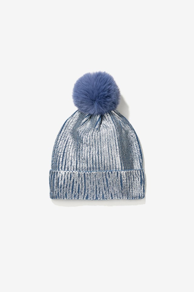 Pompom Metallic Beanie