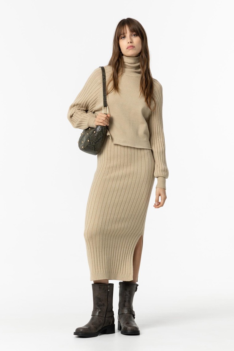 Beige Knit Dress