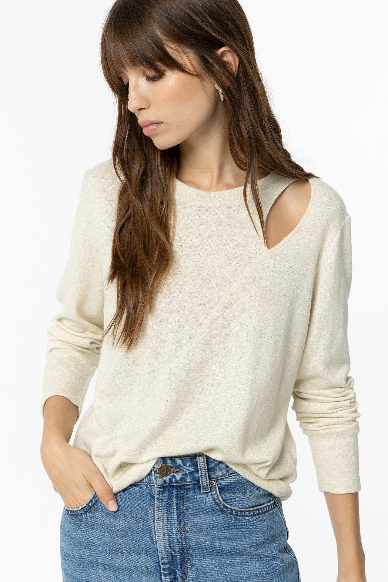 Shimmery Cut Out T-shirt