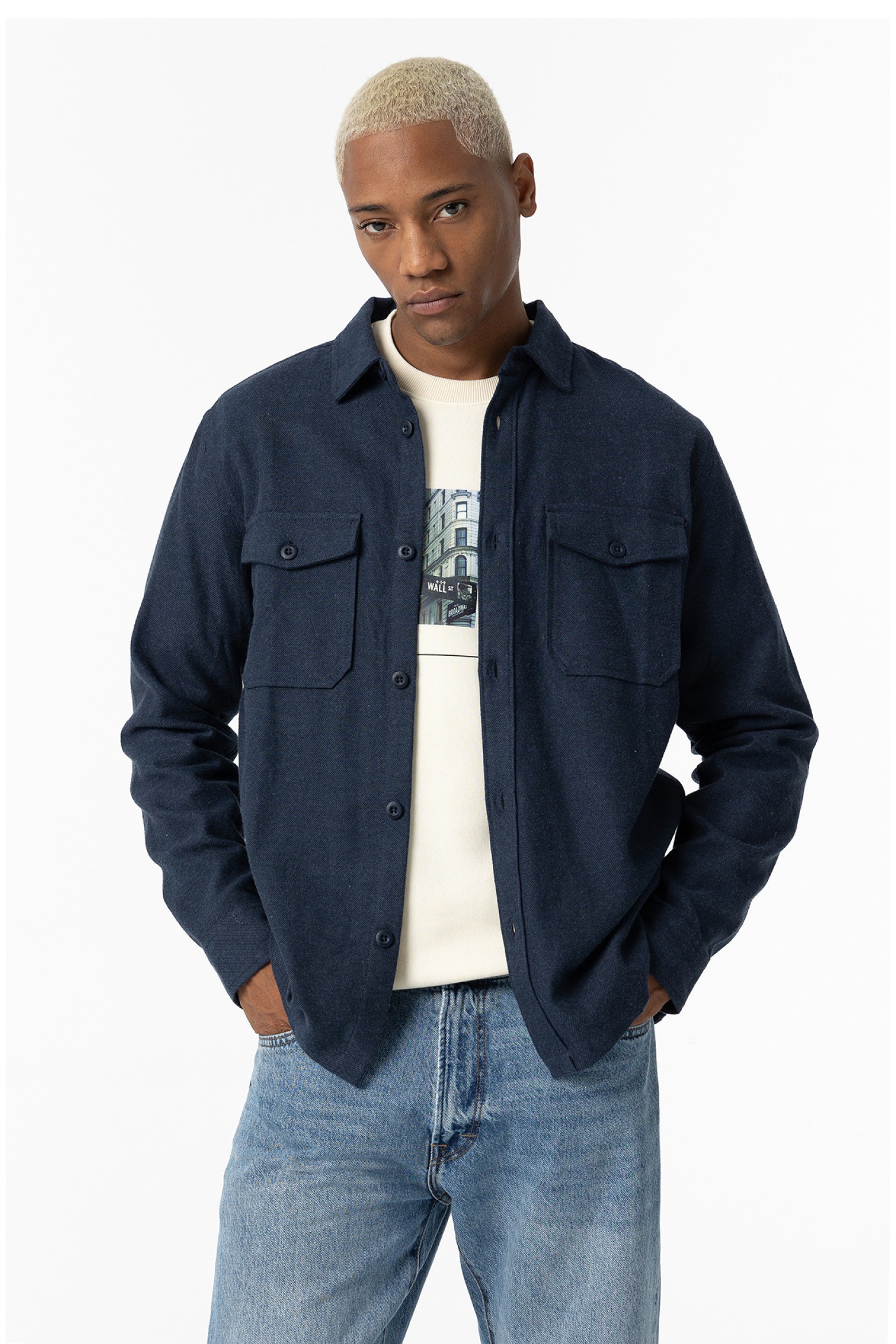 Sobrecamisa de sarga cardada