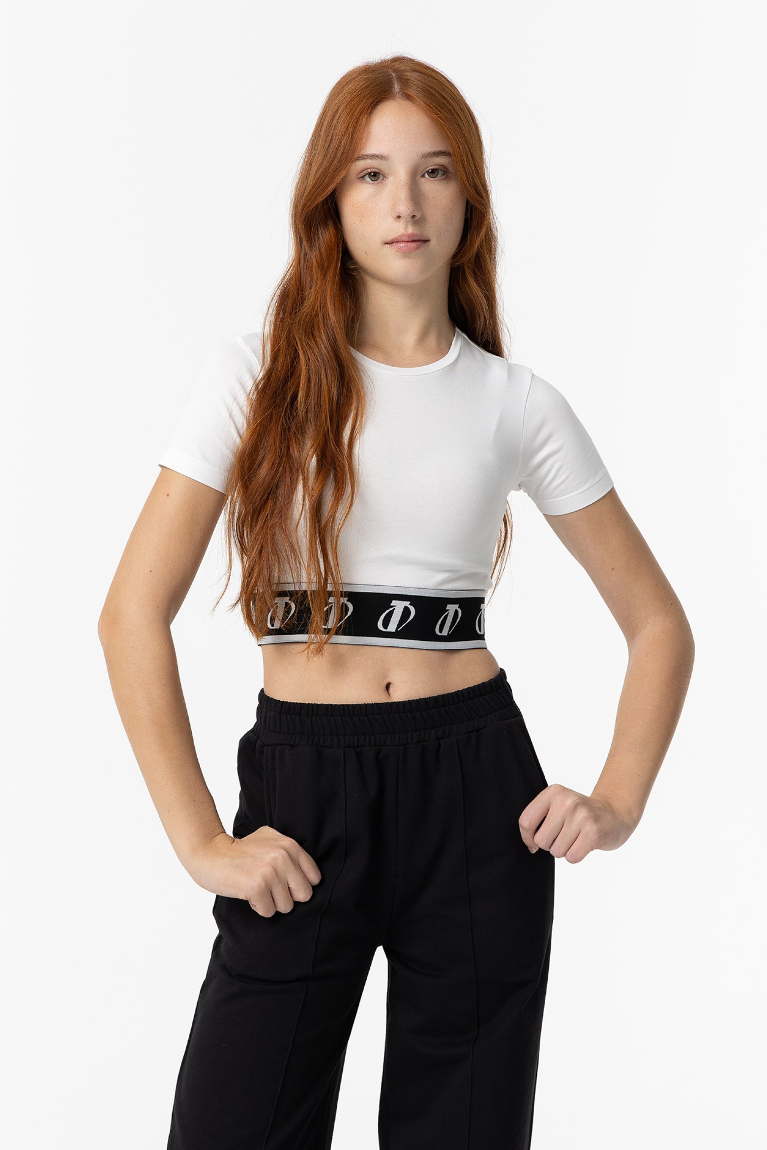 Camiseta Cropped Algodn con Elstico
