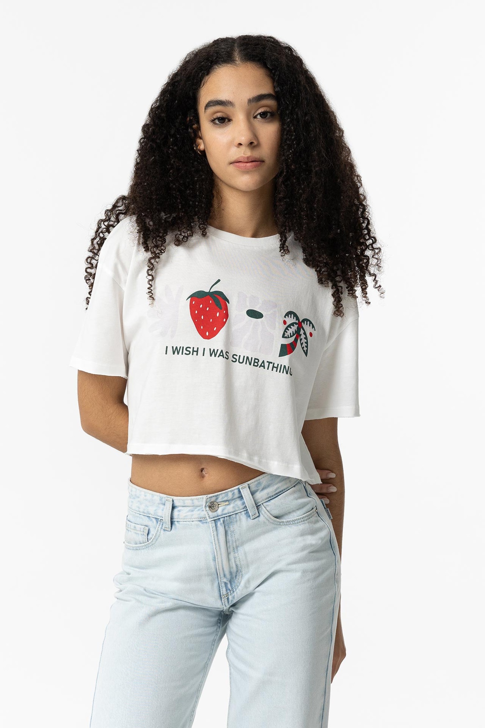 Cropped T-Shirt with Front Print