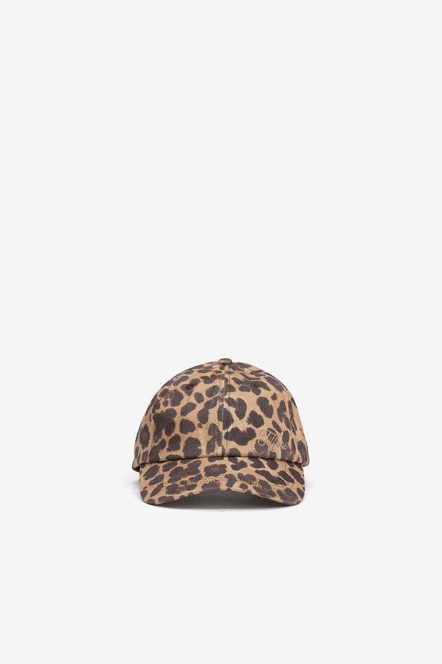 Animal Print Cap with Embroidery