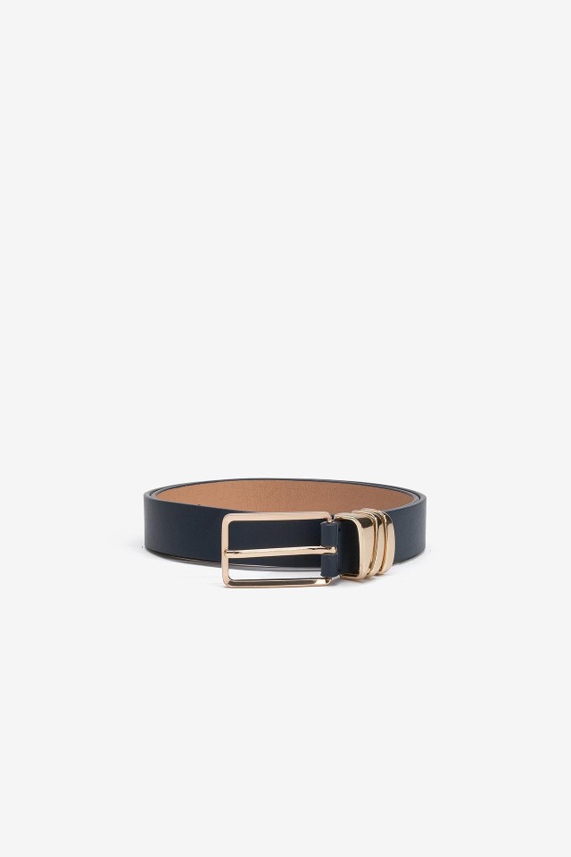 Leather Effect Belt with Metallic Buckle