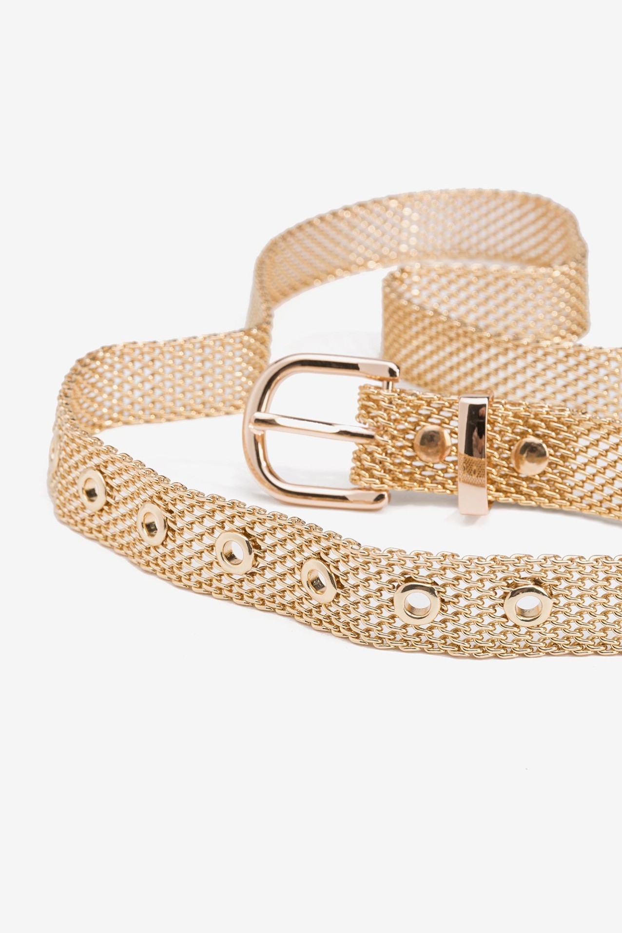 Cintur�n metalizado dorado efecto cadena