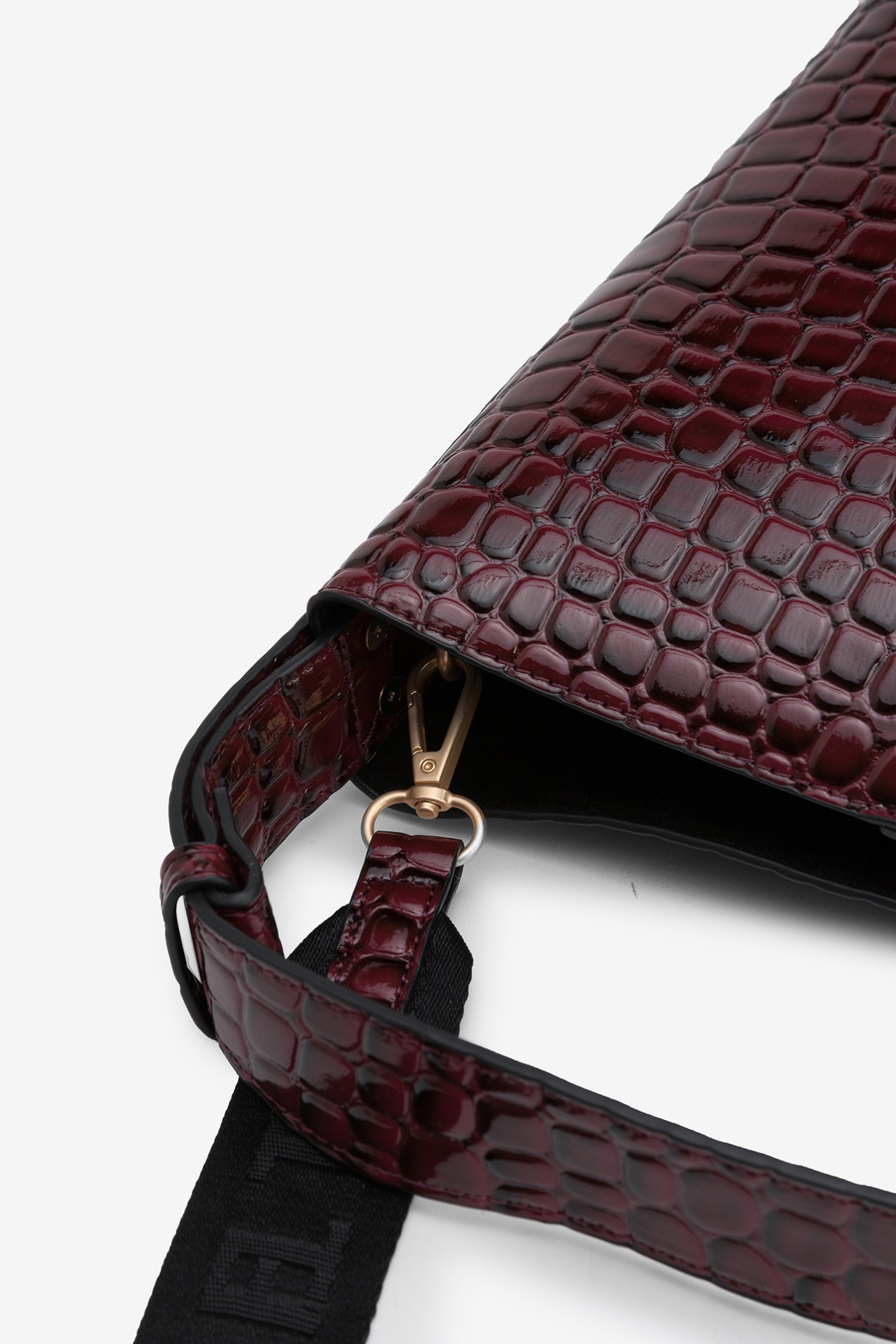 Mala De Ombro Efeito Croc Patente
