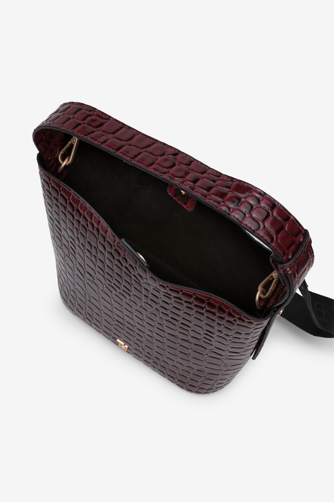 Mala De Ombro Efeito Croc Patente