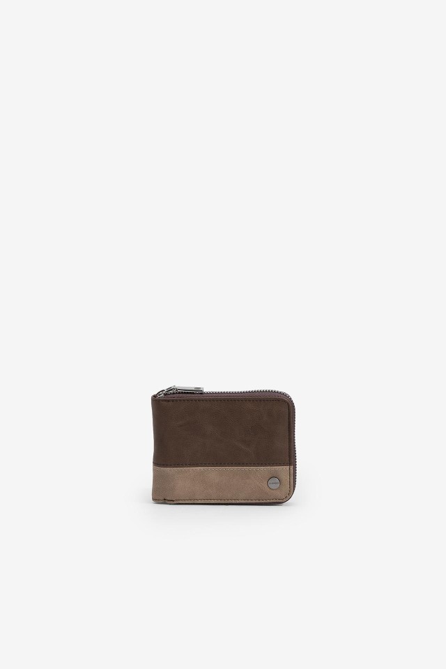 Bicolor Leather Effect Coin Purse