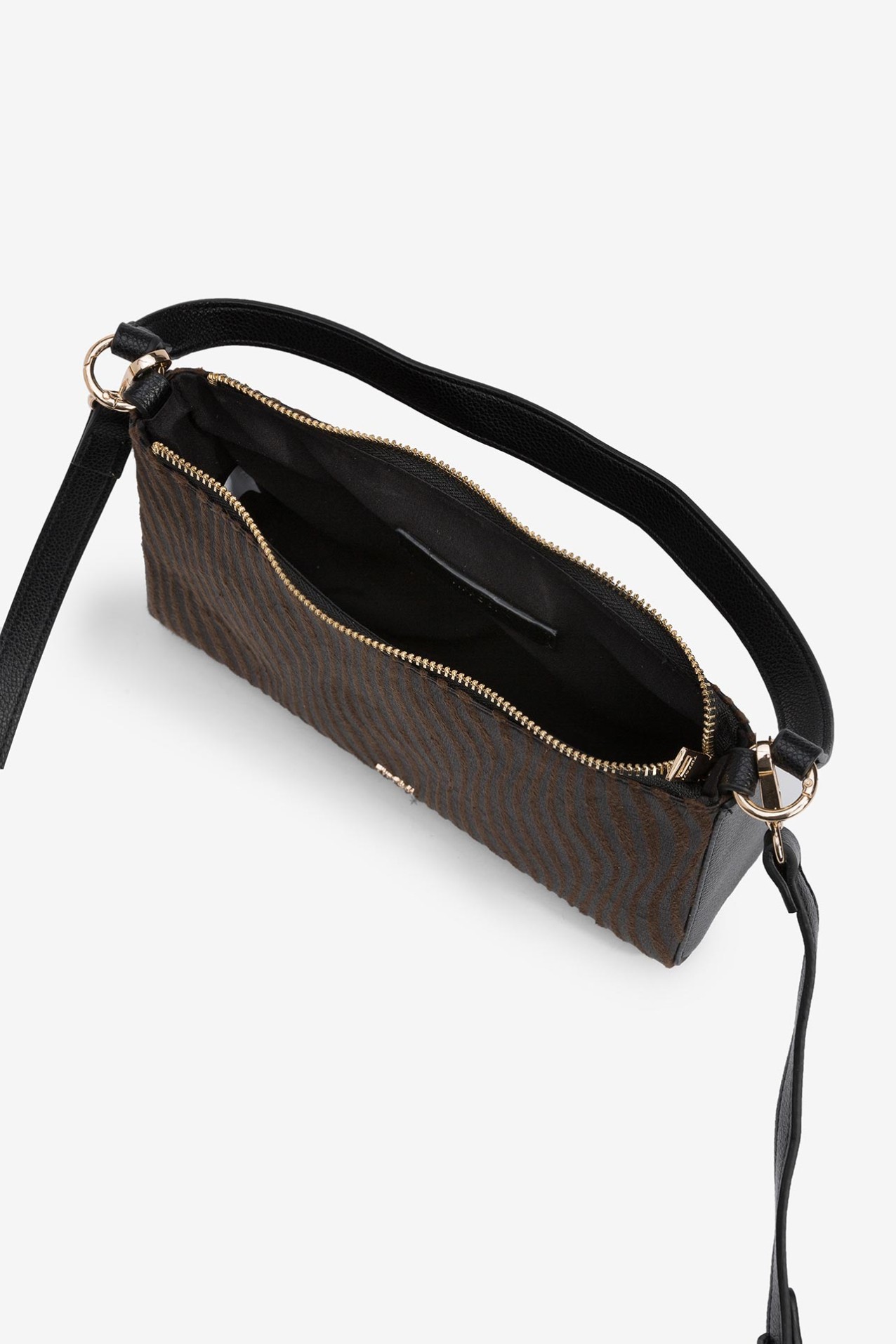 Leather Effect Shoulder Bag with Animal Print Relief