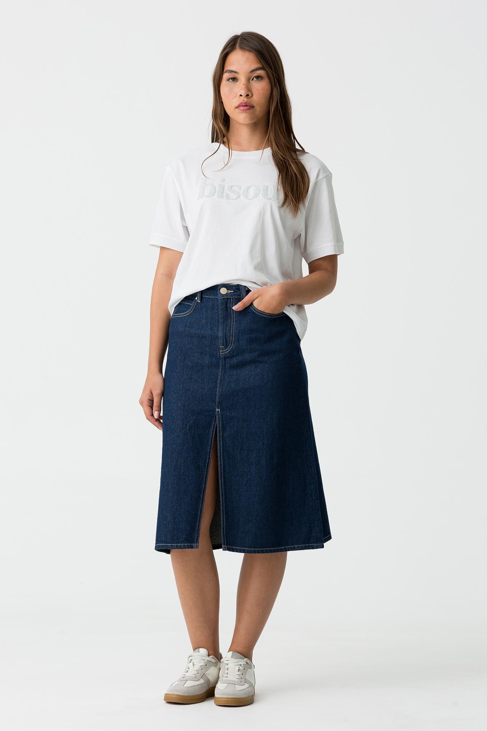 Falda midi denim