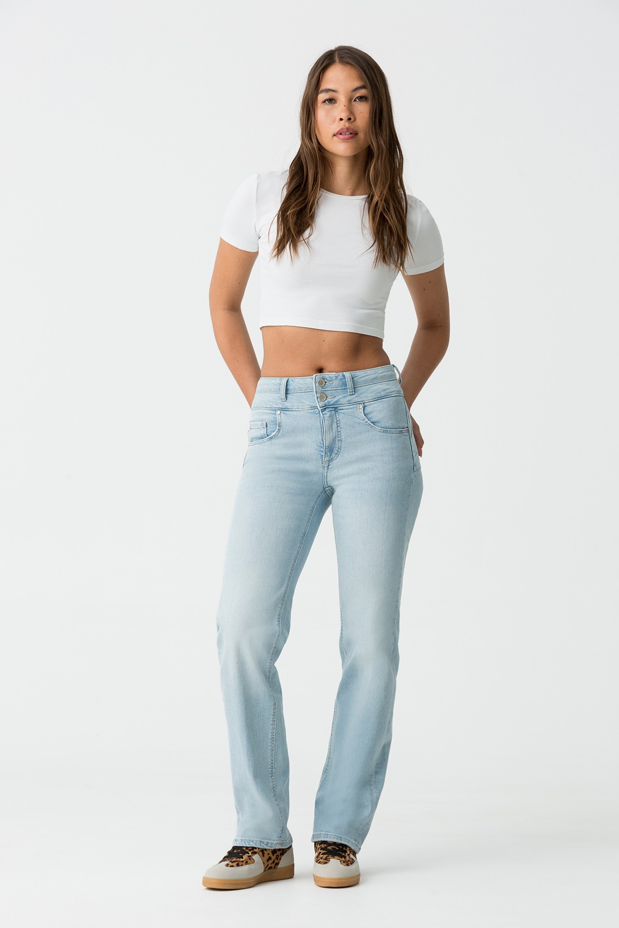 High-Waisted Straight Jeans