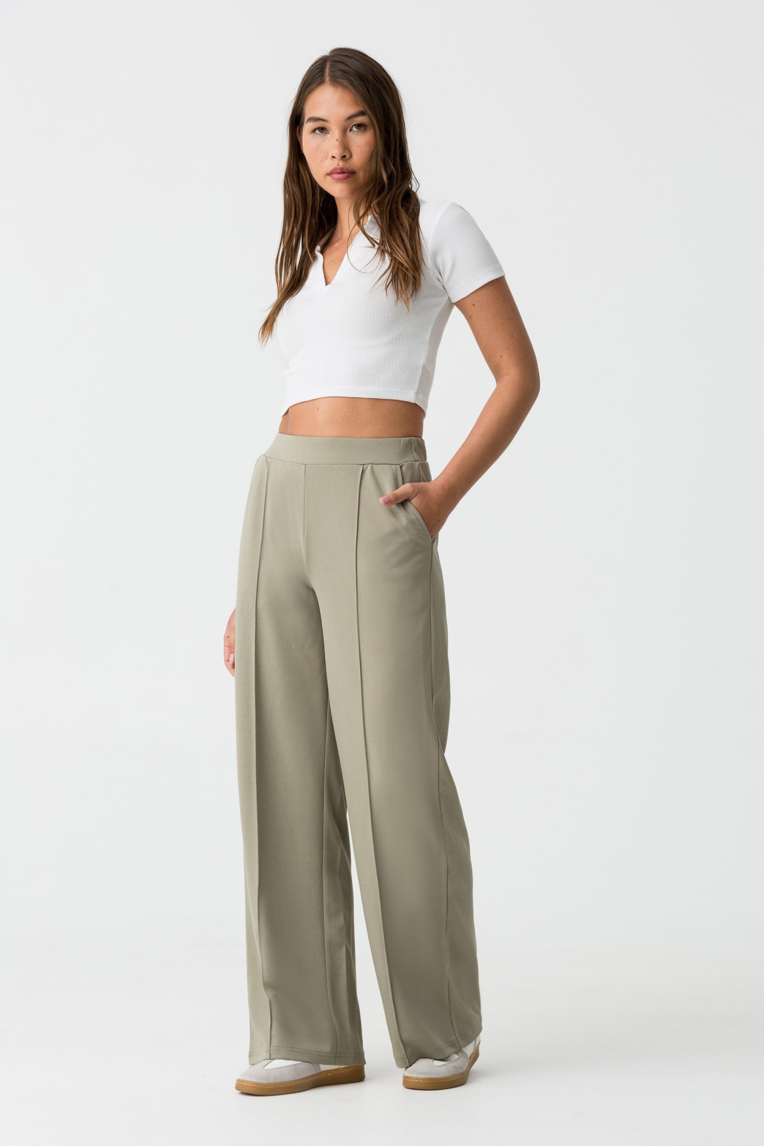 Pantaln Wide leg Fit Verde