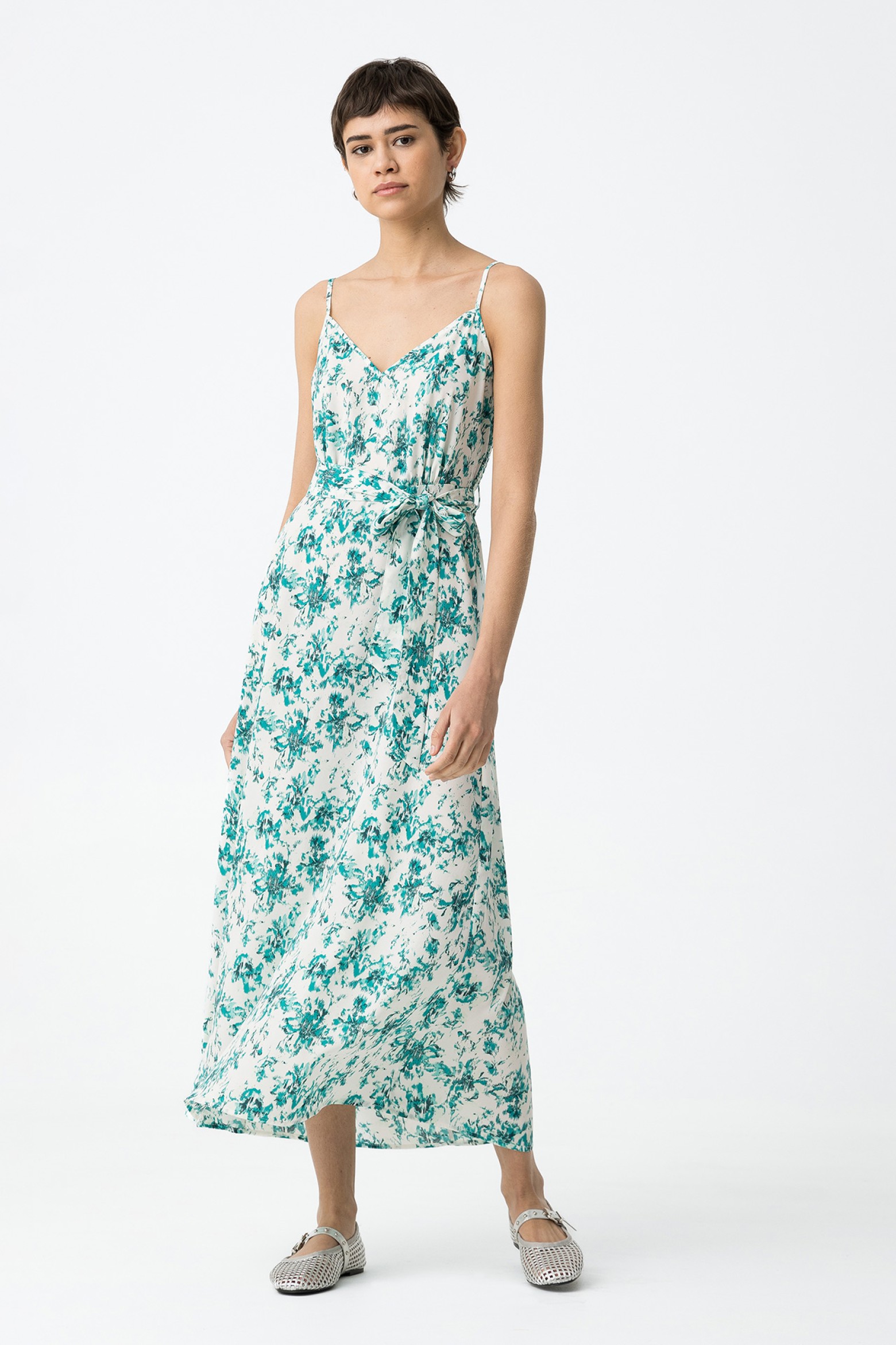 Printed Dress with Belt