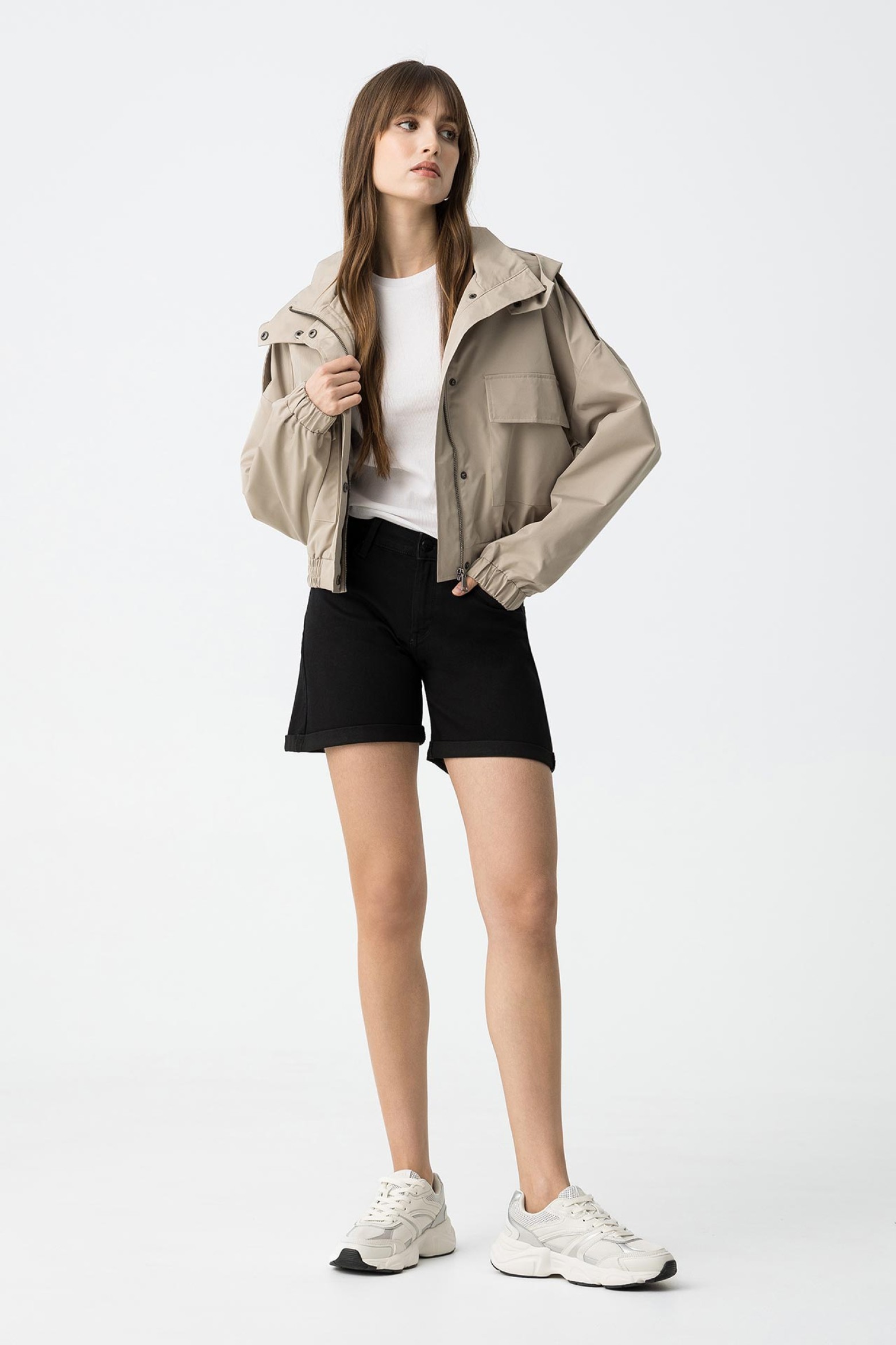 Mid-Waist Denim Shorts