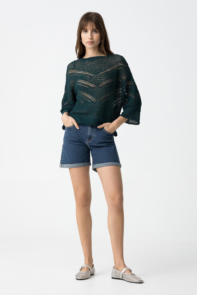 Mid-Rise Denim Shorts