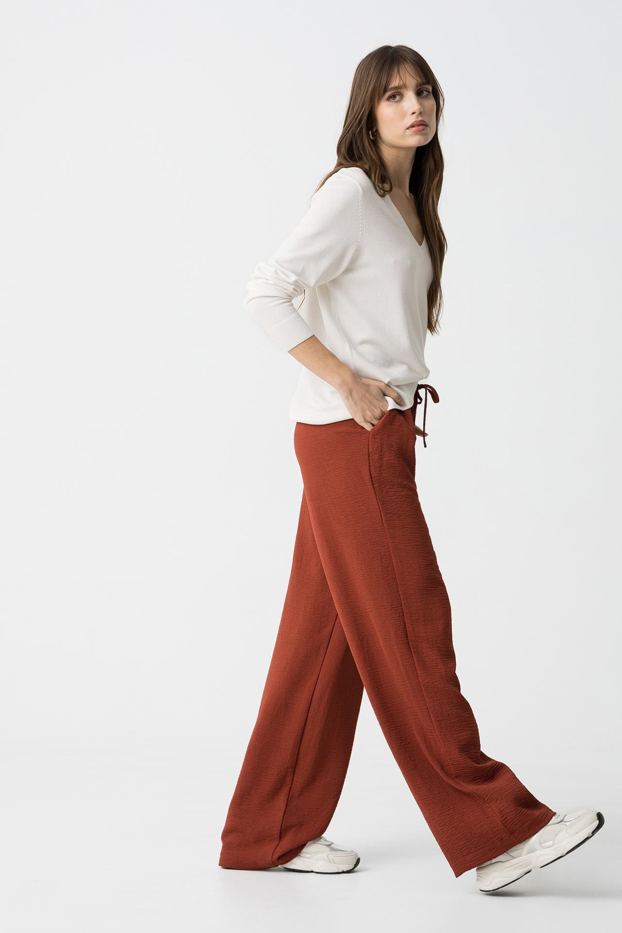 Black stretch high-waisted trousers main image 0