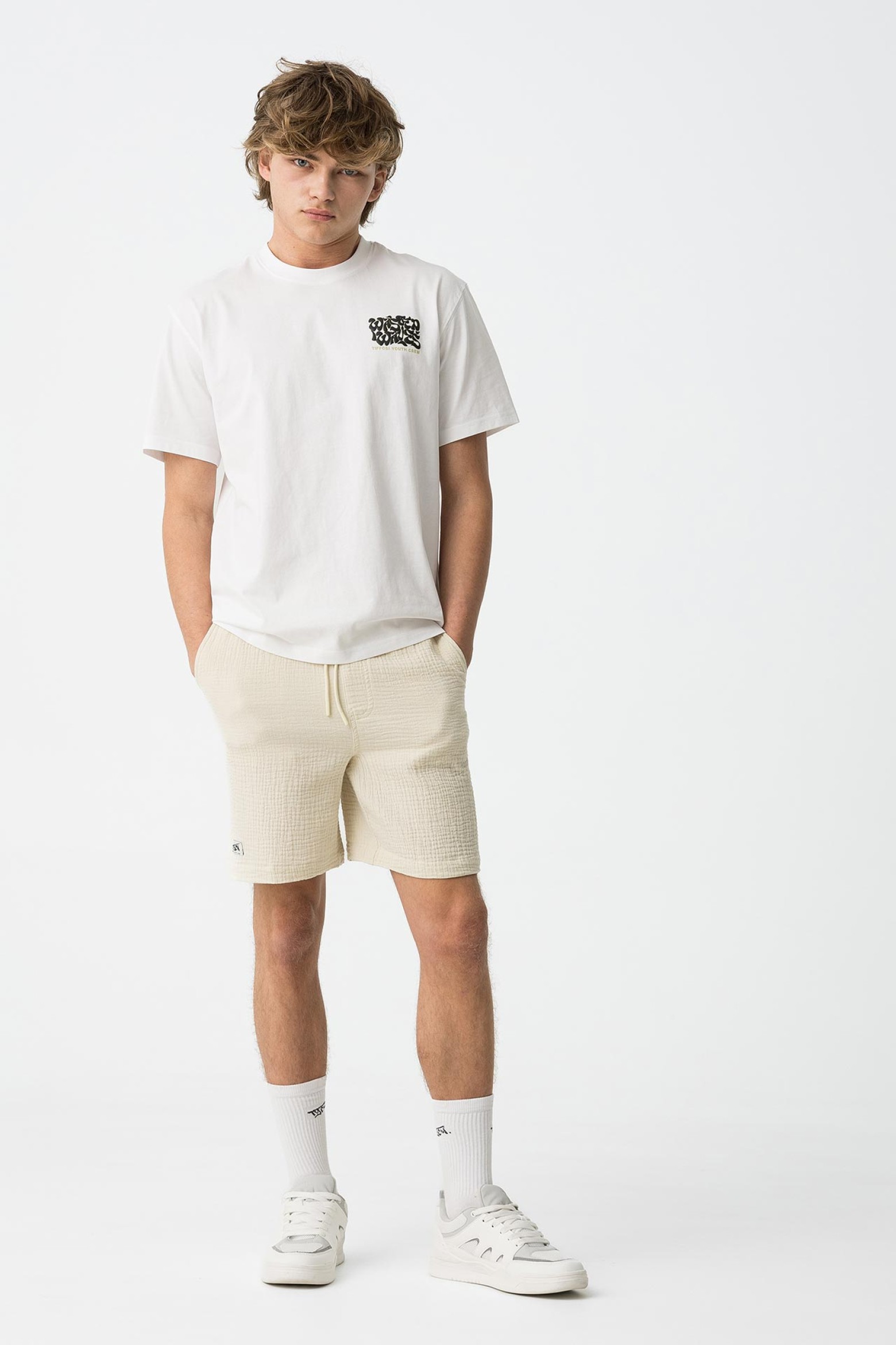 Shorts con Textura y Cordn