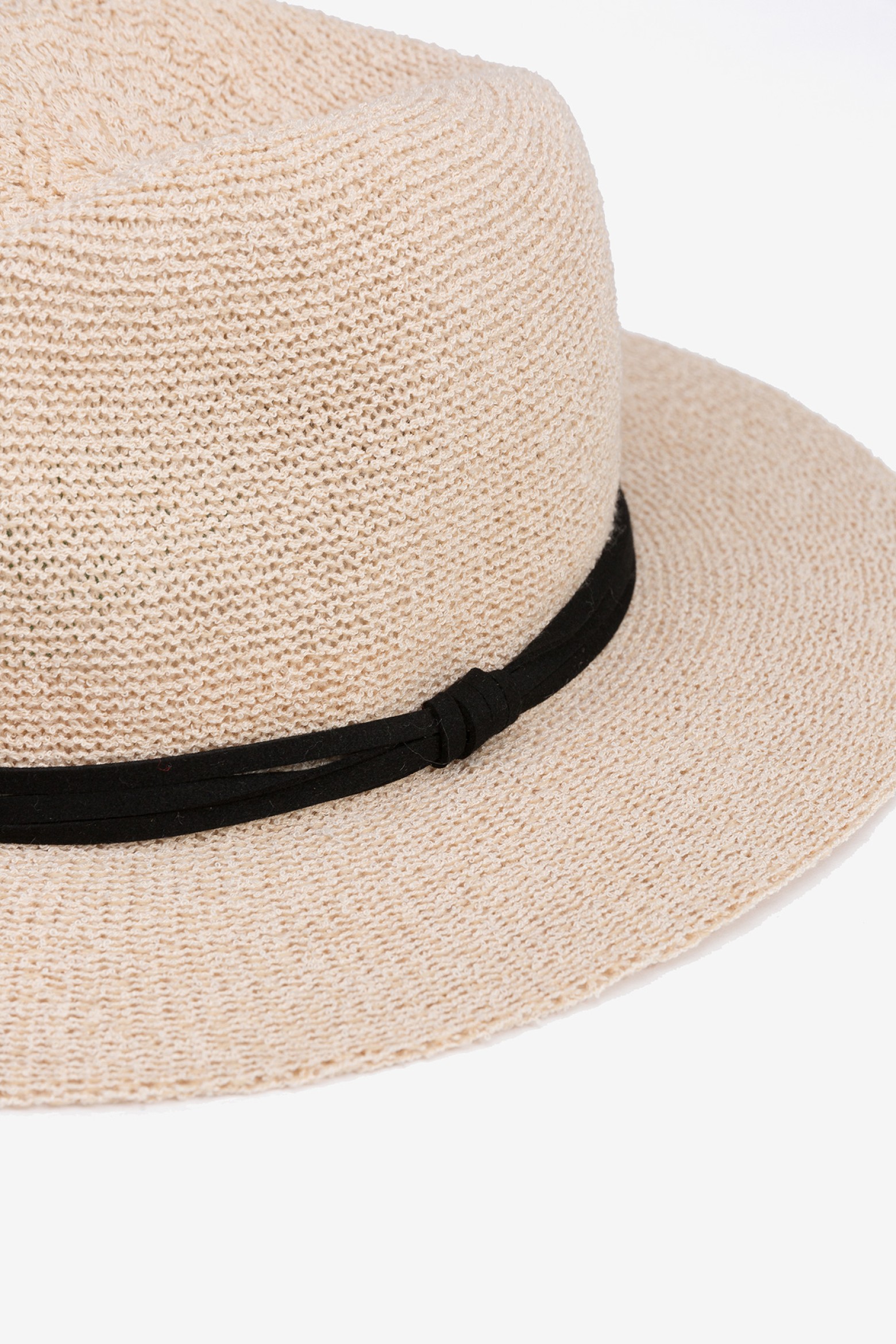 Knitted Hat with Fur Effect Belt