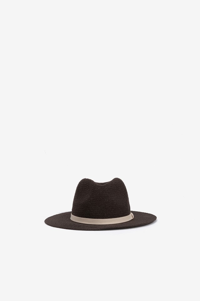 Knitted Hat with Fur Effect Belt