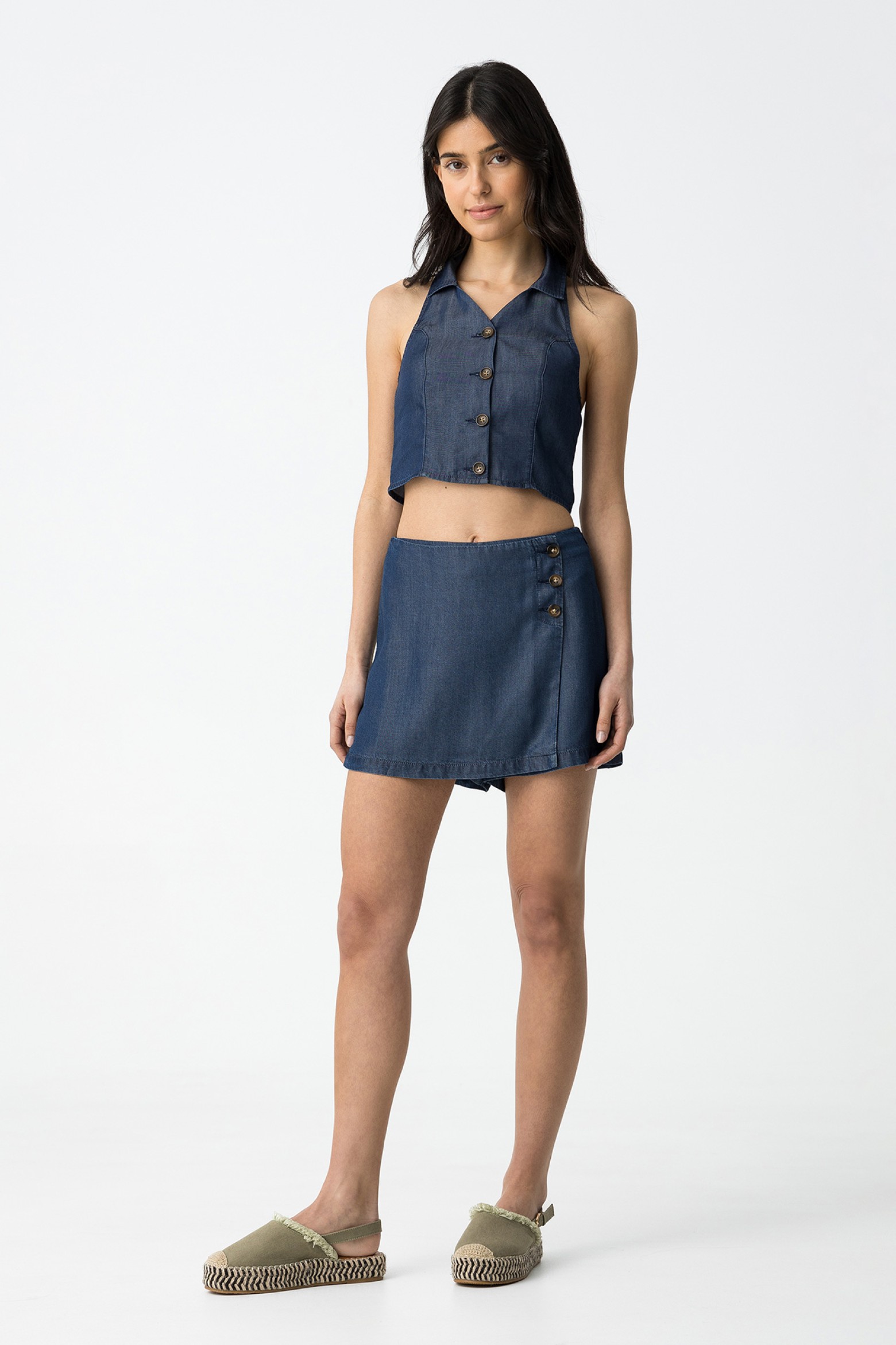 Saia Calo efeito Denim