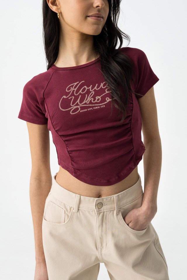 Cropped T-shirt with Front Print
