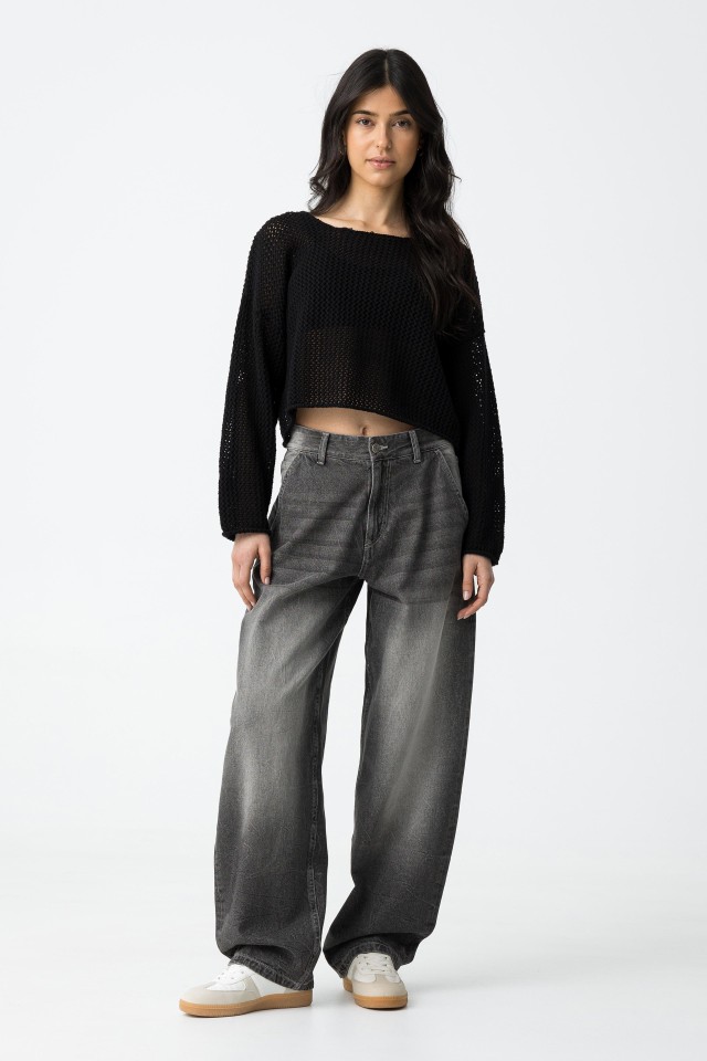 Washed Effect Demi Baggy Jeans